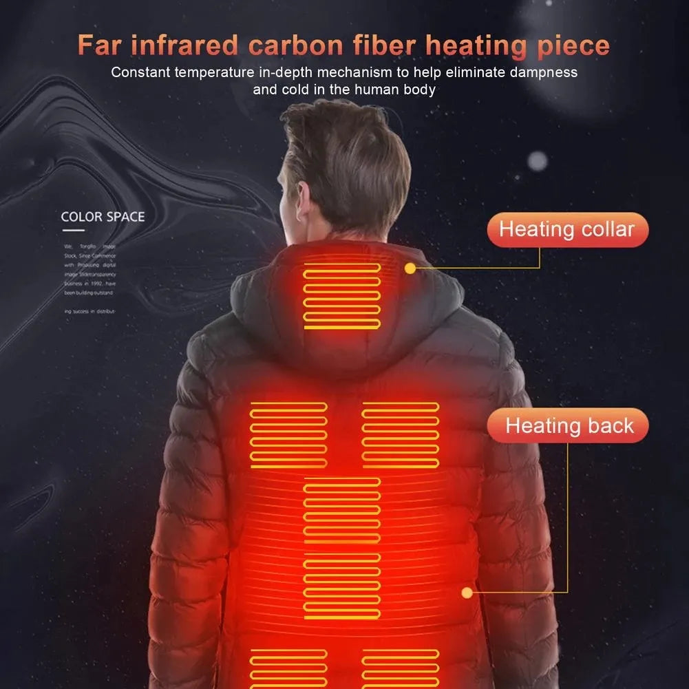 Winter USB Heated Jacket for Men - Warm Outdoor Electric Coat