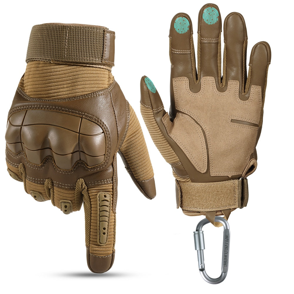 Tactical Touch Screen Gloves: Leather, Full-Fingered