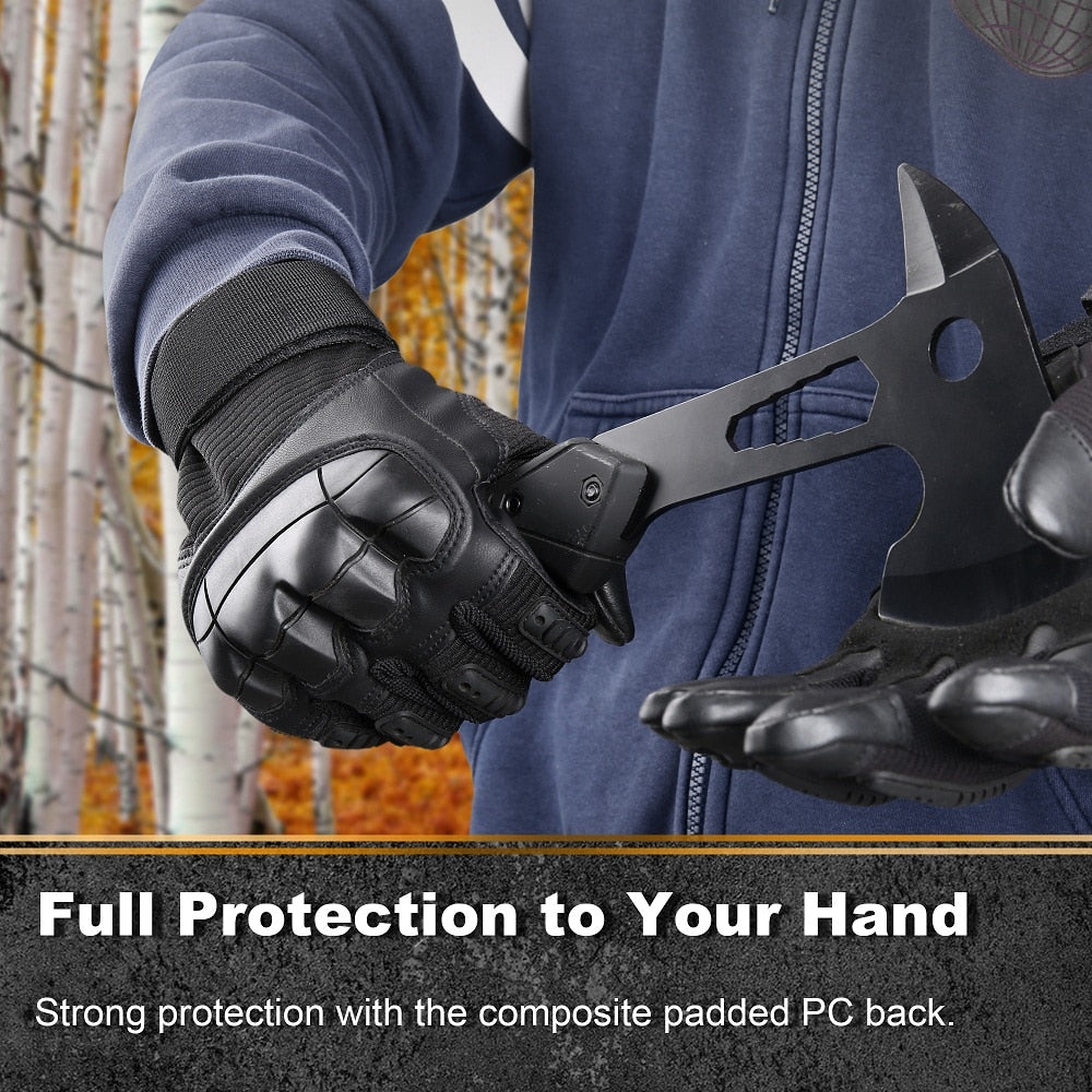 Tactical Touch Screen Gloves: Leather, Full-Fingered