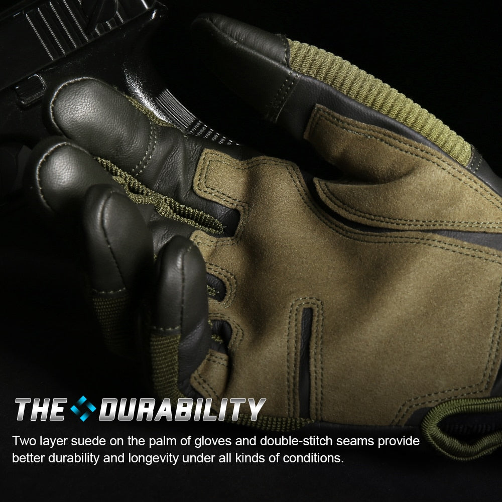 Tactical Touch Screen Gloves: Leather, Full-Fingered