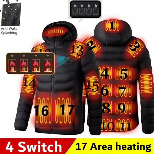 Winter USB Heated Jacket for Men - Warm Outdoor Electric Coat