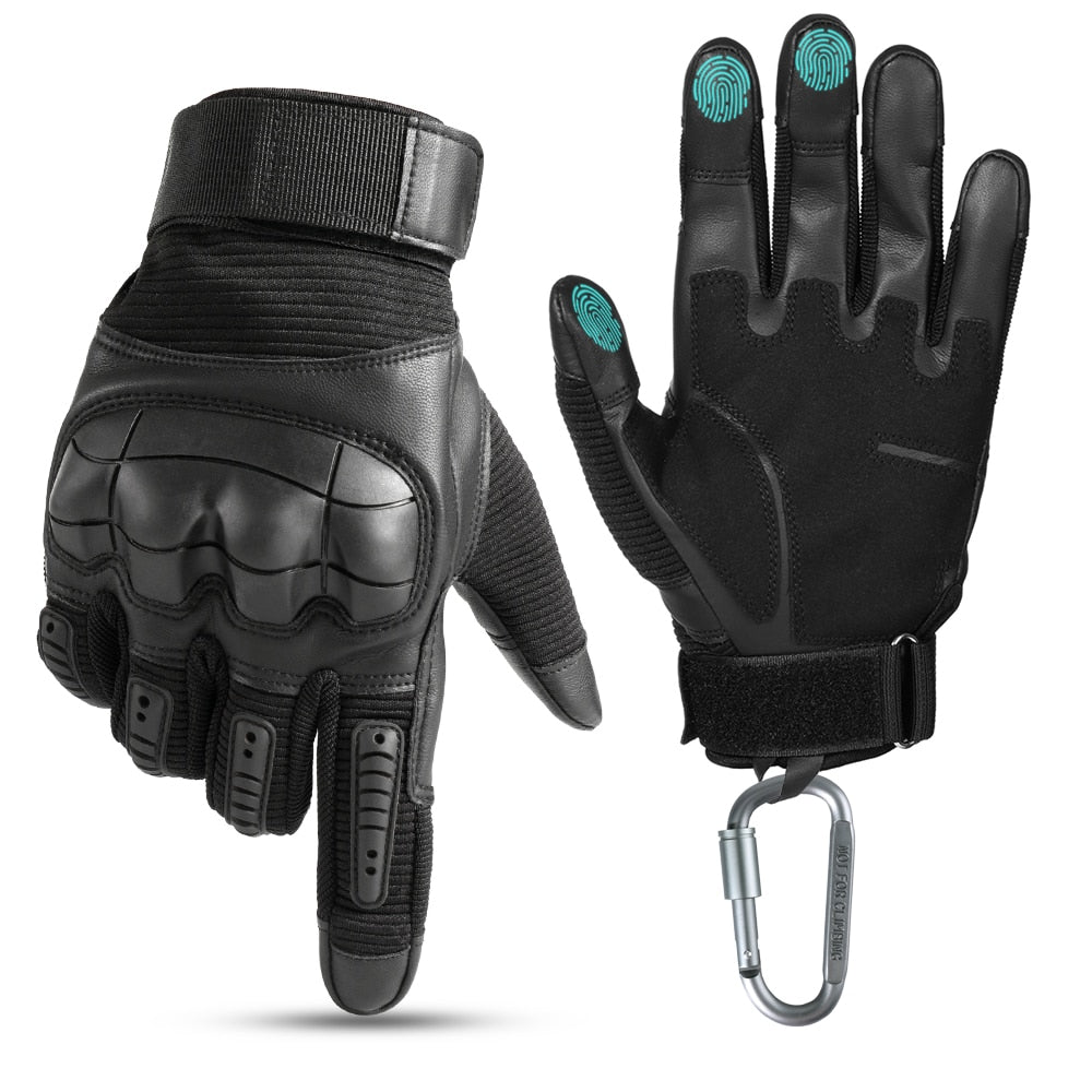 Tactical Touch Screen Gloves: Leather, Full-Fingered