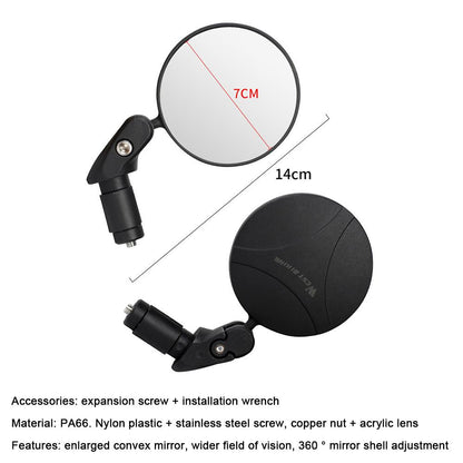 1PCS Foldable convex rearview mirror for bicycle